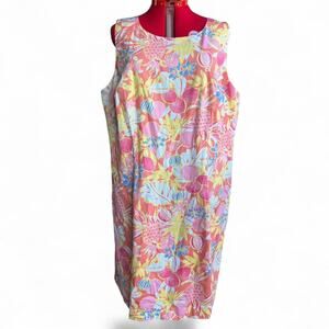 Talbots 20W Sleeveless Tropical Fruit Print Shift Dress Brand New With Tags